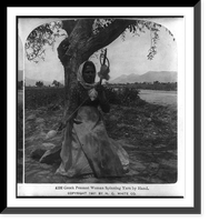 Greek peasant woman spinning yarn by hand, Vintage Wall Art