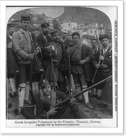 Greek irregular volunteers on the frontier, Thessaly, Greece, Vintage Print
