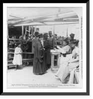 Historic Framed Print, Aged Cretan priest receiving his food check [from] Ladies' Relief Corps, Athens, Greece,  17-7/8" x 21-7/8"