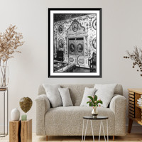 Historic Framed Print, Painted room, first story of cloister, Convento de La Merced, Quito, Edcuador,  17-7/8" x 21-7/8"