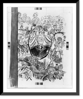 Historic Framed Print, [Cartoon composite of election campaign scenes],  17-7/8" x 21-7/8"