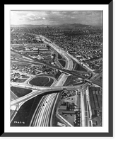 Aerial view of the partially completed Hollywood-Santa Ana Freeway in California, Historic Reproduction