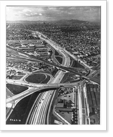 Aerial view of the partially completed Hollywood-Santa Ana Freeway in California, Historic Reproduction