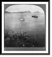 Historic Framed Print, Looking from Pylos to Sphacteria, Greece,  17-7/8" x 21-7/8"
