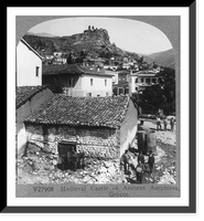 Historic Framed Print, Medieval castle of ancient Amphissa, Greece [in backgrd.; town in foregrd.],  17-7/8" x 21-7/8"