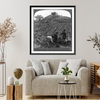 Grave mound of Greek heroes who routed the outnumbering Persians in 490 B.C. - Marathon, Greece, Vintage Print
