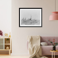 Historic Framed Print, [Sailboats sailing]: Group of schooners,  17-7/8" x 21-7/8"