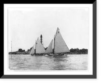 Sailboats sailing: JILT and FANCY passing lighthouse, Antique Print