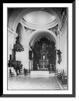 Pante&oacute;n de los Prćeres (ex-Iglesia de S. Carolos), Lima, Peru: Interior with pulpit and altar, Vintage Print