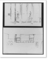 Sketches for sideboard - Alexander House, Historic Print