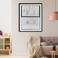 Sketches for sideboard - Alexander House, Historic Print