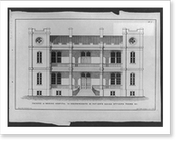 Marine hospitals on the Western Waters. Design 2, front elevation rendered facades - 2, Vintage Print