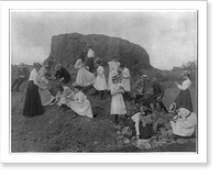 Historic Framed Print, [Washington, D.C. public schools field trip - 3rd Div. children examining rocks],  17-7/8" x 21-7/8"