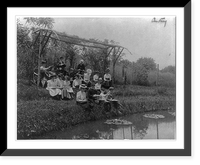 Washington, D.C. public schools field trips - 5th Division children making sketches at edge of pond, Antique Poster