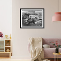 Historic Framed Print, [Fort Scott, Kansas: Monument marking the spot where the post sutler's store was located in 1842],  17-7/8" x 21-7/8"
