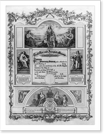 Historic Framed Print, [ membership form To all Free and Accepted Masons,  know ye that Brother _____ is a Master Mason..."; illus. with female personificaitons of "Hope,  Charity,  Faith,  Music,  Justice,  and Temperance"]",  17-7/8" x 21-7/8"