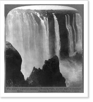 The world's mightiest cataract - Victoria Falls, 360 feet high, in Zambesi River, Rhodesia, Historic Reproduction