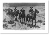 Historic Framed Print, [U.S. Cavalry]: Marching in the desert,  17-7/8" x 21-7/8"