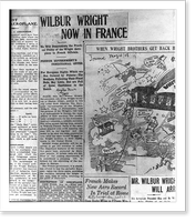 28 pages of clippings from various U.S. and French newspapers concerning aviation activites of Wright Brothers between 1903 and 1909 - 10, Antique Wall Art