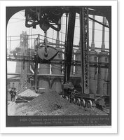 Overhead ore carrier and stoves where air is heated for the furnaces, steel works, Homestead, Pa, Historic Print