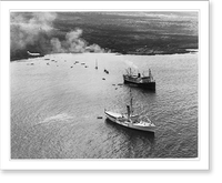 The U.S. Coast Guard cutter ITASCA at anchor in Kelakekhua Bay with inter island steamer WAIALEALE during canoe races, Antique Poster