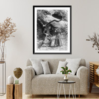 Movie still of William S. Hart in: Devil's Double - facing Enid Markey, who is holding knife to her throat Classic, Antique Wall Art