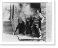 Movie stills of William S. Hart in: Square Deal Sanderson - shooting man in doorway, Vintage Wall Art