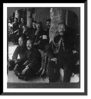 Historic Framed Print, Professor [James] Ricalton, with Japanese officers of 11th Division, at foot of Takushan, Port Arthur [Manchuria],  17-7/8" x 21-7/8"