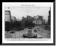 Union Square, New York City: Washington Satue in foregrd.; Bank of the Metropolis, Decker, Hartford Building, Flat-Iron Bldg., etc. in background, Antique Poster