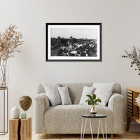Historic Framed Print, [Ft. Sill, Oklahoma, and vicinity: Crowd along road on July 4th, 1891],  17-7/8" x 21-7/8"