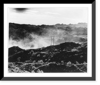 High tension wires across valley, Antique Print