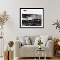 High tension wires across valley, Antique Print