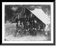 Lt. Rufus King, Lt. Alonzo Cushing, Lt. Evan Thomas and three other artillery officers in front of tent, Antietam, Md, Vintage Print