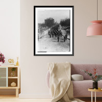 Historic Framed Print, [25th anniversary of Tuskegee Inst., Ala., 1906: Military parade with band in foregrd.],  17-7/8" x 21-7/8"