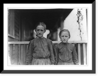 Historic Framed Print, Oldest girl, Minnie Carpenter, House 53 Loray Mill, Gastonia, N.C. Spinner. Makes fifty cents a day of 10 hours. Works four sides. Younger girl works irregularly. Location: Gastonia, North Carolina.,  17-7/8" x 21-7/8"