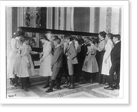 Historic Framed Print, [Washington, D.C. public schools - museum field trip - viewing exhibit case of George Washingtoniana],  17-7/8" x 21-7/8"