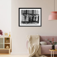 Historic Framed Print, [Washington, D.C. public schools - museum field trip - viewing exhibit case of George Washingtoniana],  17-7/8" x 21-7/8"