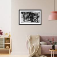 Historic Framed Print, Off for the Sunshine Mountains. An American Red Cross dental ambulance about to start on a tour of the mountain district of Lower Montenegro,  17-7/8" x 21-7/8"