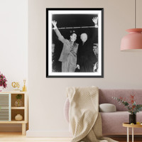 Dwight D. Eisenhower and Richard M. Nixon standing with hands raised, during the 1960 presidential campaign, Vintage Wall Art