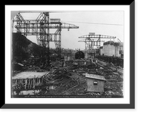 Historic Framed Print, Panama Canal construction: Pedro Miguel Locks, looking south from forebay, showing construction of center wall, June 13, 1910,  17-7/8" x 21-7/8"