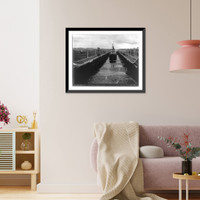 Historic Framed Print, Opening of the Panama Calan [sic]. S.S. ANCON in Gatum lower locks, looking north, Aug. 15, 1914,  17-7/8" x 21-7/8"