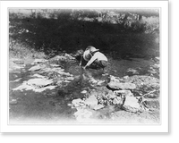 Historic Framed Print, [Harvey W. Wiley family, Sioux City, Iowa]: [2 children] playing in creek, old farm,  17-7/8" x 21-7/8"