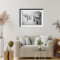 Historic Framed Print, Drill, Holland America Line - life boats ready to launch,  17-7/8" x 21-7/8"