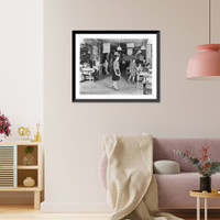 Historic Framed Print, Skating while they work: messenger girls in a large Western Union Telelgraph Company on roller skates,  17-7/8" x 21-7/8"