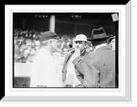 Historic Framed Print, John McGraw (New York NL) at left, speaking to Jake Stahl (Boston AL) prior to a game of the 1912 World Series at the Polo Grounds, NY, October 1912 (baseball),  17-7/8" x 21-7/8"