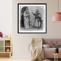 Historic Framed Print, A man and woman of Ramallah (ancient Ramah), Palestine,  17-7/8" x 21-7/8"