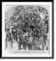 Historic Framed Print, Dancers rejoicing before the bridegroom - a wedding at Ramallah, Palestine,  17-7/8" x 21-7/8"