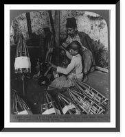 Historic Framed Print, Doubling five raw silk threads into one and winding with primitive tools, Syria,  17-7/8" x 21-7/8"