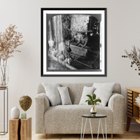 Historic Framed Print, Where skillful Arabs produce fine silk cloth with primitive tools, Mt. Lebanon, Syria,  17-7/8" x 21-7/8"