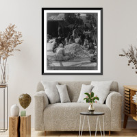 Historic Framed Print, Women sorting large piles of silk cocoons, Antioch, Syria [i.e., Turkey],  17-7/8" x 21-7/8"